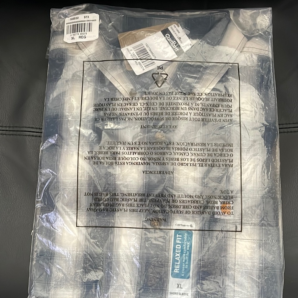 Carhartt short sleeve button down shirt. New in package